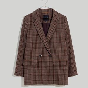 Madewell Caldwell Double-Breasted Blazer in Hedden Plaid - Size M